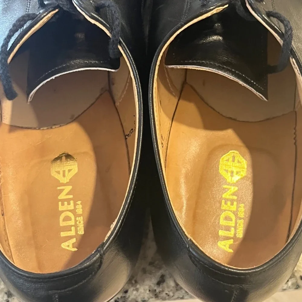 Alden 757 Shoes Mens 10.5 Black Apron Toe Bluchers Foot Balance Heel